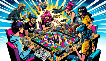 DALL·E 2024-01-25 10.53.52 - A comic book style banner image for a board game night event website. The image should feature a small group of comic book-style characters, around 3- (1).png